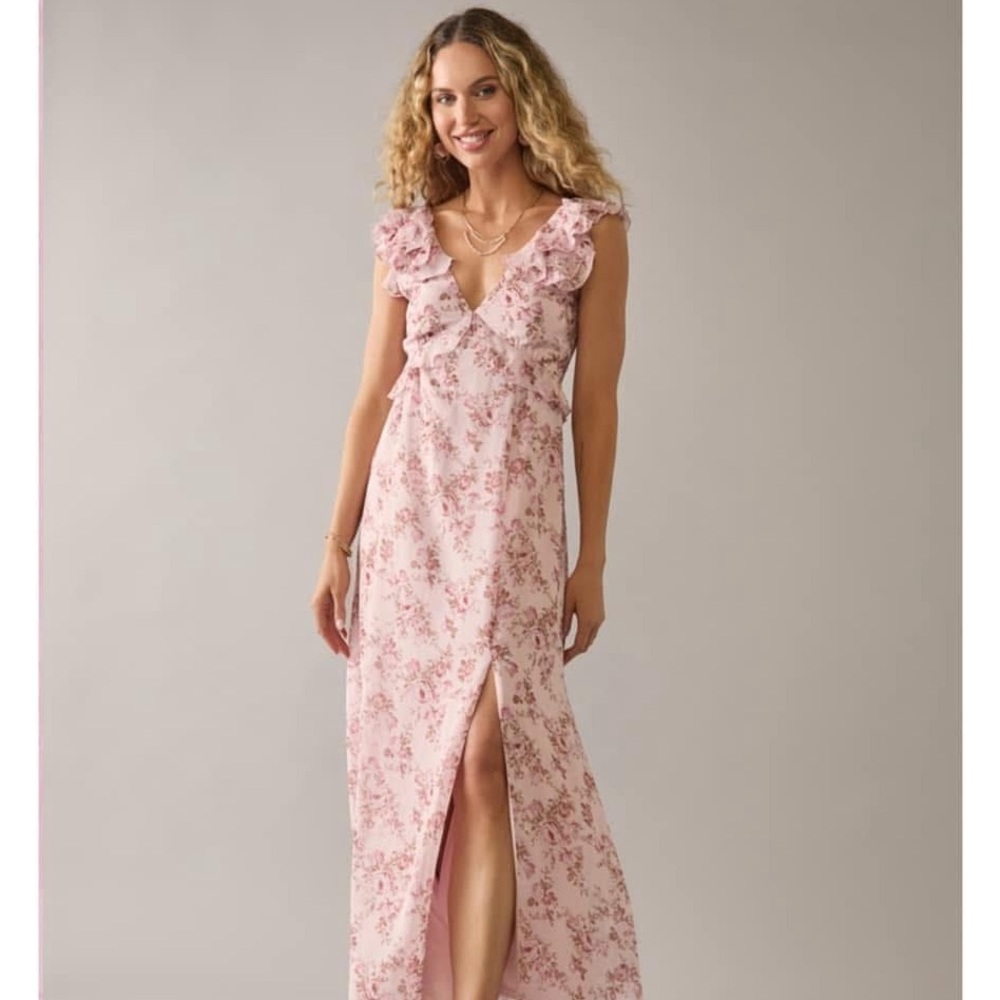 Floral Pink Maxi Wedding Guest Dress